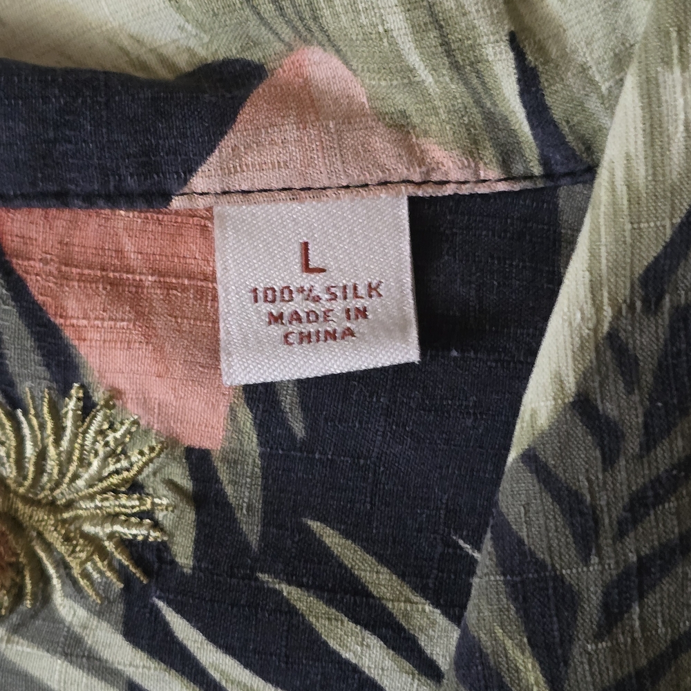 Caribbean Tropical Silk Button-Down Shirt - Size Large - Picture 5 of 5